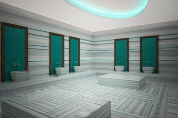 Kuşadası otel hamam yer duvar ve göbektaşı ısıtması