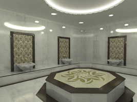trk hamam yer , gbekta ve duvar stmas